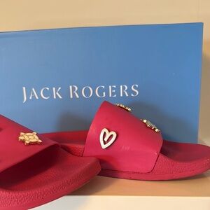 Jack Rogers Fuchsia Slide Sandals with Heart Accent